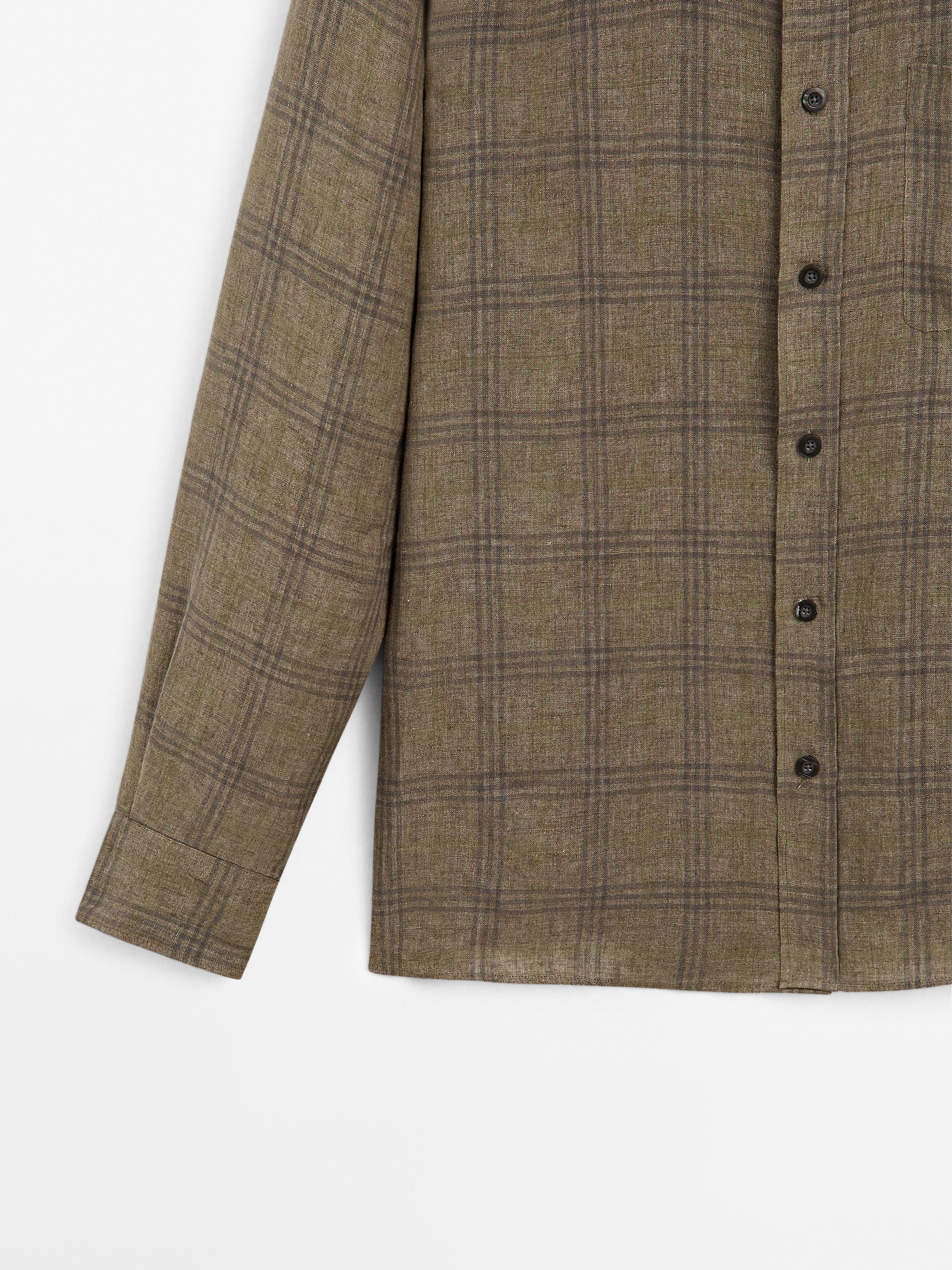 Regular fit linen check shirt